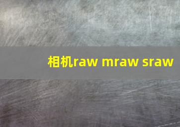 相机raw mraw sraw